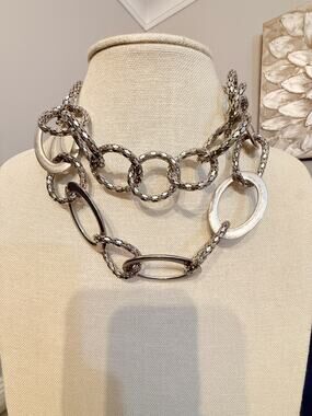 Vintage Lane Bryant Chunky Mixed Link Statement Necklace 15”